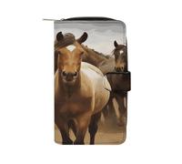 FekiLoot Many Horses Wallet for Women Elegant Leather Clutch Wallet Large Capacit Credit Card Holder Long Cute Cash Purse Travel Minimalist Coin Purse Bifold Zipper Coin Pocket