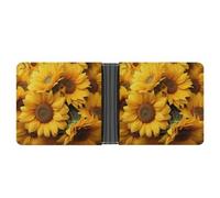 FekiLoot Many Sunflowers Leather Wallet Double-Sided Different Images Bifold Wallet Ultra Strong Stitching Slim Wallets