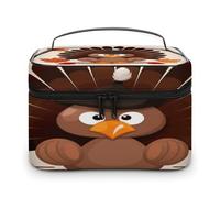 FekiLoot Maple Leaf Dark Brown Turkey Makeup Bag Organizer Portable Travel Toiletry Bag with Handle Fashion Large Capacity Cosmetic Bags Lightweight Waterproof Makeup Storage Bags for Women