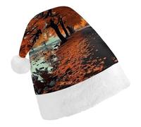 FekiLoot Maple Tree in Autumn Christmas Hat Cap with Plush Trim Warm Xmas Hats Headwear for Winter Holiday Party Supply