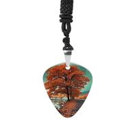 FekiLoot Maple Tree in Autumn Guitar Pick Necklace Titanium Steel Guitar Bass Picks Pendant Rock Music Lovers Jewelry Custom Personalized Musical Guitarist Necklace for Women Men