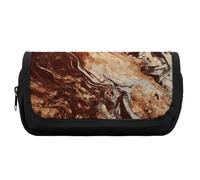 FekiLoot Marble Mixed Brown Pencil Case Portable Zipper Large Capacity Pencil Bag Handheld Multi Function Portable Pencil Pouch Organizer for Family Office Supplies