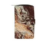 FekiLoot Marble Mixed Brown Wallet Large Capacity Travel Double Fold Wallets Portable Zipper Leather Purse for Women Men