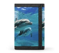 FekiLoot Marine Dolphin Trifold Wallet Slim Minimalist Front Pocket Men's Passcase Wallet Credit Card Holder