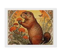 FekiLoot Marmot Marigold Patch Diamond Painting Kits for Adults 12"x16" 5D DIY Diamond Art Kit Beginners Gem Painting Round Full Drill Diamond Dots Gem Art Crafts for Home Wall Decor Gifts