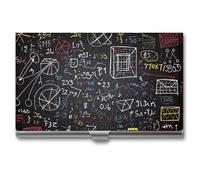 FekiLoot Mathematics And Physics Business Card Holder for Men & Women Professional Stainless Steel Business Card Case Large Capacity Slim Purse Name Cards Holders Buckle Style Shut