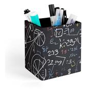 FekiLoot Mathematics And Physics Pen Holder for Desk, Personalized Pencil Cups for Office, Square Makeup Brush Holder for Bathroom, PU Leather Pencil Organizer Case, Pen Storage Box