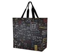 FekiLoot Mathematics And Physics Shopping Bag Foldable, Multipurpose Shoulder Bag, Reusable Grocery Bag Holder with Long Shoulder Strap, Waterproof Tote Bags for Work, Beach, Travel