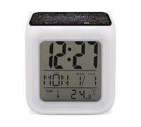 FekiLoot Mathematics and Physics Small Digital Alarm Clock with Date Temperature Large LED Display Number with 7 Colors Changing Desk Clock for Bedroom Bedside Nightstand