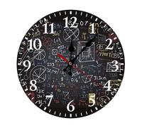 FekiLoot Mathematics and Physics Wall Clock Round for Home, Battery Operated Wall Clocks for Bedroom, Fashionable Silent Non-Ticking Clock 25 * 25cm with Arabic Numeral for Kitchen White