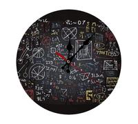 FekiLoot Mathematics and Physics Wall Clock Round for Home, Battery Operated Wall Clocks for Bedroom, Fashionable Silent Non-Ticking Clock 25 * 25cm with Arabic Numeral for Kitchen Black