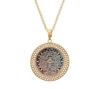 FekiLoot Mayan Calendar End of The World Pendant Necklaces Non-Tarnish Round Necklace Multicolored Diamond Studded Exquisite Necklace Coin Pendant Fashion Jewelry Necklaces Gifts for Women, One size