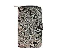 FekiLoot Mayan Calendar End of The World Wallet Large Capacity Travel Double Fold Wallets Portable Zipper Leather Purse for Women Men