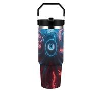 FekiLoot Mechanical Octopus Eyes 30oz Tumbler with Handle And Flip Straw Lid Double Wall Travel Leak-proof Coffee Mug Stainless Steel Vacuum Insulated Coffee Tumblers Cup for Hot And Cold Drinks