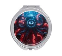FekiLoot Mechanical Octopus Eyes Compact Mirror 1x/2x Magnifying Mirror Travel Makeup Mirrors Cute Pocket Small Mirrors for Women Ideal Gift on Birthday, Christmas, Graduation Round Silver