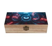 FekiLoot Mechanical Octopus Eyes Wooden Storage Box Wooden Keepsake Box with Hinged Lid Vintage Rustic Chest Wood Jewelry Boxes for Jewelry, Photos, Memorabilia, Home Decor And Craft Organization