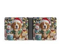 FekiLoot Merry Christmas Dog Wallet Slim PU Bifold Design Wallet with Multiple Card Slots Wallets Extra Capacity Pocket Wallets