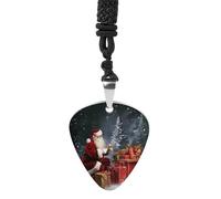 FekiLoot Merry Christmas Santa's Gift Guitar Pick Necklace for Women&Men Personalized Pendant Necklaces Exquisite Metal Necklaces Cool Guitar Pick Holder Necklace Unique Gifts for Adult