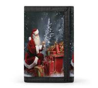 FekiLoot Merry Christmas Santa's Gift Wallet for Women Men Trifold Wallet Large Front Pocket Wallets Travel Slim RFID Blocking Wallets Coin Purse Credit Card Holder