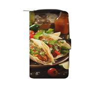 FekiLoot Mexican Food Wallet Large Capacity Travel Double Fold Wallets Portable Zipper Leather Purse for Women Men