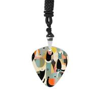 FekiLoot Mid-Century Modern Art Cat Guitar Pick Necklace for Women&Men Personalized Pendant Necklaces Exquisite Metal Necklaces Cool Guitar Pick Holder Necklace Unique Gifts for Adult