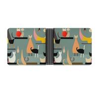 FekiLoot Mid-Century Modern Art Cats Wallet for Men Slim Wallets for Men Small Wallets Woman Leather Card Holder Wallet