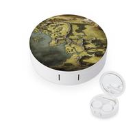 FekiLoot Middle Earth Map Contact Lens Case Portable Travel Outdoor Contact Lens Cases Circle Leakproof Makeup Storage Box with Mirror for Home Office Dormitory