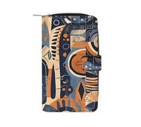 FekiLoot Modern Style Pattern Wallet Large Capacity Travel Double Fold Wallets Portable Zipper Leather Purse for Women Men