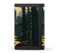 FekiLoot Money Clip Slim Wallets for Man, A Dark And Mysterious Gothic Castle Trifold Wallet with ID Window, Extra Capacity Coin Pocket with Zipper for Anniversary, Birthday, Valentine's Day Gift