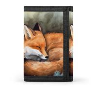 FekiLoot Money Clip Slim Wallets for Man, A Sleeping Fox Trifold Wallet with ID Window, Extra Capacity Coin Pocket with Zipper for Anniversary, Birthday, Valentine's Day Gift