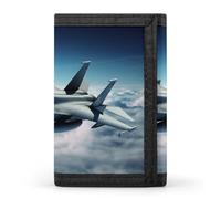 FekiLoot Money Clip Slim Wallets for Man, Aircraft Fighter Jets Trifold Wallet with ID Window, Extra Capacity Coin Pocket with Zipper for Anniversary, Birthday, Valentine's Day Gift