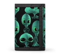 FekiLoot Money Clip Slim Wallets for Man, Aliens Trifold Wallet with ID Window, Extra Capacity Coin Pocket with Zipper for Anniversary, Birthday, Valentine's Day Gift
