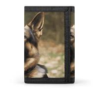 FekiLoot Money Clip Slim Wallets for Man, Animal German Shepherd Trifold Wallet with ID Window, Extra Capacity Coin Pocket with Zipper for Anniversary, Birthday, Valentine's Day Gift