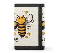 FekiLoot Money Clip Slim Wallets for Man, Bee Love Honeys Trifold Wallet with ID Window, Extra Capacity Coin Pocket with Zipper for Anniversary, Birthday, Valentine's Day Gift