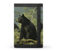 FekiLoot Money Clip Slim Wallets for Man, Black Bears Trifold Wallet with ID Window, Extra Capacity Coin Pocket with Zipper for Anniversary, Birthday, Valentine's Day Gift