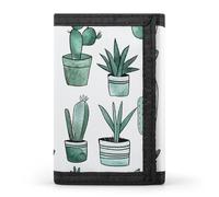 FekiLoot Money Clip Slim Wallets for Man, Cacti And Succulents Trifold Wallet with ID Window, Extra Capacity Coin Pocket with Zipper for Anniversary, Birthday, Valentine's Day Gift