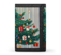 FekiLoot Money Clip Slim Wallets for Man, Christmas Decorations Trifold Wallet with ID Window, Extra Capacity Coin Pocket with Zipper for Anniversary, Birthday, Valentine's Day Gift