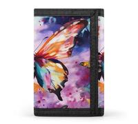 FekiLoot Money Clip Slim Wallets for Man, Colorful Butterfly Trifold Wallet with ID Window, Extra Capacity Coin Pocket with Zipper for Anniversary, Birthday, Valentine's Day Gift