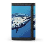 FekiLoot Money Clip Slim Wallets for Man, Colorful Tuna Trifold Wallet with ID Window, Extra Capacity Coin Pocket with Zipper for Anniversary, Birthday, Valentine's Day Gift