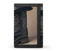 FekiLoot Money Clip Slim Wallets for Man, Cowboy Black Hat Western Boots Trifold Wallet with ID Window, Extra Capacity Coin Pocket with Zipper for Anniversary, Birthday, Valentine's Day Gift