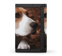 FekiLoot Money Clip Slim Wallets for Man, Cute Beagle Trifold Wallet with ID Window, Extra Capacity Coin Pocket with Zipper for Anniversary, Birthday, Valentine's Day Gift