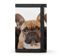 FekiLoot Money Clip Slim Wallets for Man, Cute French Bulldog Trifold Wallet with ID Window, Extra Capacity Coin Pocket with Zipper for Anniversary, Birthday, Valentine's Day Gift