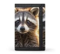 FekiLoot Money Clip Slim Wallets for Man, Cute Raccoon Trifold Wallet with ID Window, Extra Capacity Coin Pocket with Zipper for Anniversary, Birthday, Valentine's Day Gift