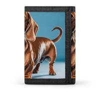FekiLoot Money Clip Slim Wallets for Man, Dachshund Weiner Pet Dog Trifold Wallet with ID Window, Extra Capacity Coin Pocket with Zipper for Anniversary, Birthday, Valentine's Day Gift