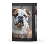 FekiLoot Money Clip Slim Wallets for Man, English Bulldogs Trifold Wallet with ID Window, Extra Capacity Coin Pocket with Zipper for Anniversary, Birthday, Valentine's Day Gift