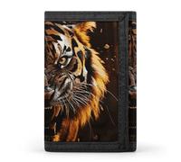 FekiLoot Money Clip Slim Wallets for Man, Ferocious Tiger Trifold Wallet with ID Window, Extra Capacity Coin Pocket with Zipper for Anniversary, Birthday, Valentine's Day Gift