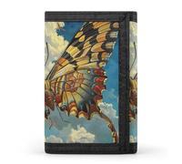 FekiLoot Money Clip Slim Wallets for Man, Flying Big Butterfly Trifold Wallet with ID Window, Extra Capacity Coin Pocket with Zipper for Anniversary, Birthday, Valentine's Day Gift