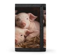 FekiLoot Money Clip Slim Wallets for Man, Four Little Pigs Trifold Wallet with ID Window, Extra Capacity Coin Pocket with Zipper for Anniversary, Birthday, Valentine's Day Gift