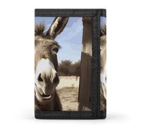 FekiLoot Money Clip Slim Wallets for Man, Funny Donkey Trifold Wallet with ID Window, Extra Capacity Coin Pocket with Zipper for Anniversary, Birthday, Valentine's Day Gift