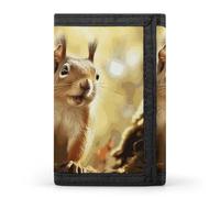 FekiLoot Money Clip Slim Wallets for Man, Funny Squirrel Trifold Wallet with ID Window, Extra Capacity Coin Pocket with Zipper for Anniversary, Birthday, Valentine's Day Gift